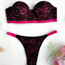 Conjunto de Brasier sin tirantes y ropa interior para mujer con encaje empalmado