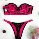 Conjunto de Brasier sin tirantes y ropa interior para mujer con encaje empalmado