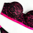 Conjunto de Brasier sin tirantes y ropa interior para mujer con encaje empalmado