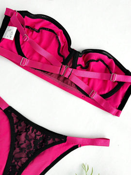 Conjunto de Brasier sin tirantes y ropa interior para mujer con encaje empalmado
