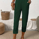 Lune pantalones largos simples de uso diario de unicolor para mujeres