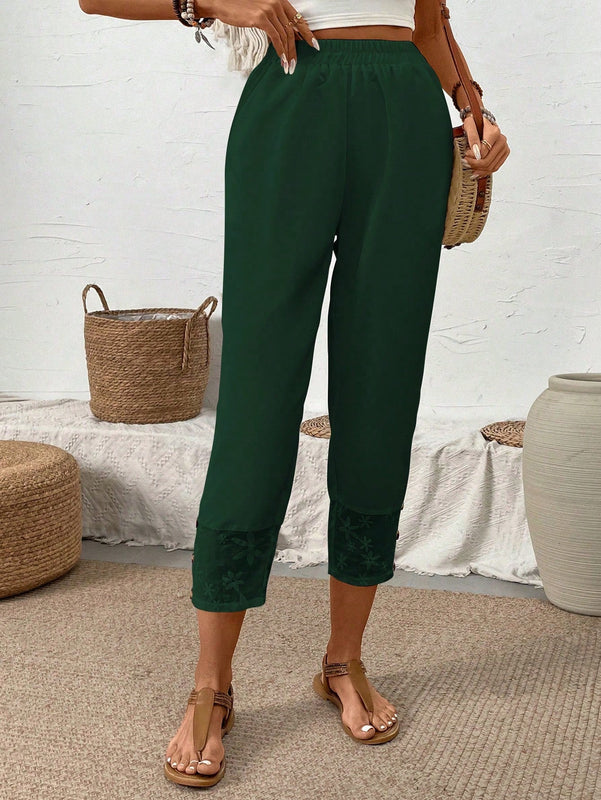 Lune pantalones largos simples de uso diario de unicolor para mujeres