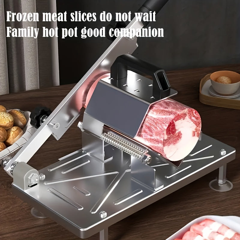 1 pieza Cortadora de carne congelada manual, acero inoxidable 304 para carne de vaca y cordero, máquina de rebanada delgada para preparación de cocina en restaurantes, herramienta de corte de carne manual sin carga para vegetales y alimentos