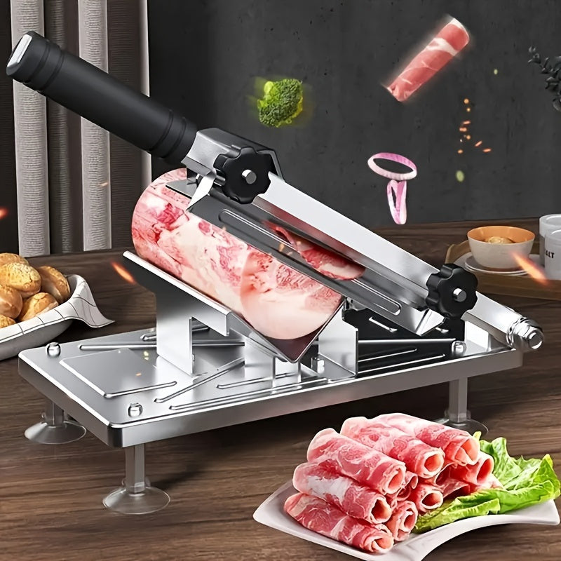 1 pieza Cortadora de carne congelada manual, acero inoxidable 304 para carne de vaca y cordero, máquina de rebanada delgada para preparación de cocina en restaurantes, herramienta de corte de carne manual sin carga para vegetales y alimentos
