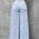 SXY Jeans casuales de pierna ancha y corte holgado para mujer con bolsillos y detalles de desgaste