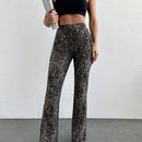 Tall pantalones acampanados con estampado de leopardo