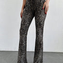 Tall pantalones acampanados con estampado de leopardo