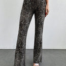 Tall pantalones acampanados con estampado de leopardo