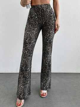 Tall pantalones acampanados con estampado de leopardo