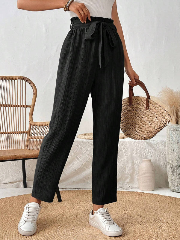 LUNE Pantalones solidos con corte conico para mujer, ideales para vacaciones y tiempo libre