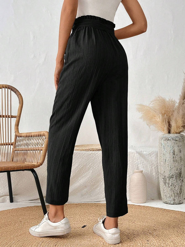 LUNE Pantalones solidos con corte conico para mujer, ideales para vacaciones y tiempo libre