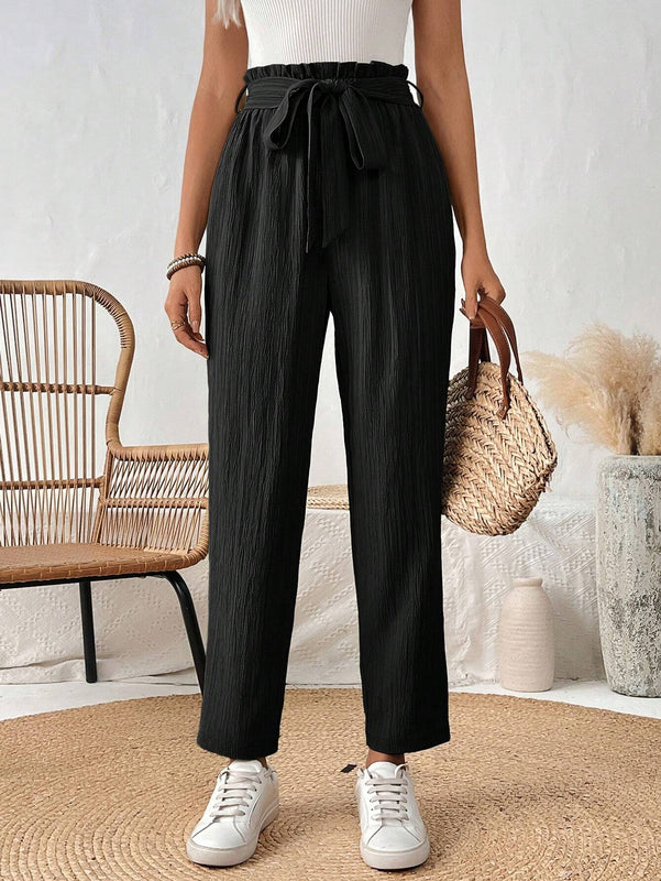 LUNE Pantalones solidos con corte conico para mujer, ideales para vacaciones y tiempo libre