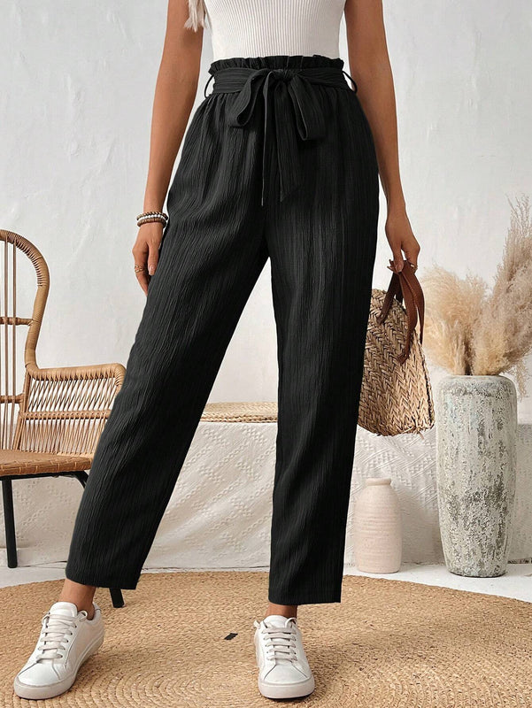 LUNE Pantalones solidos con corte conico para mujer, ideales para vacaciones y tiempo libre