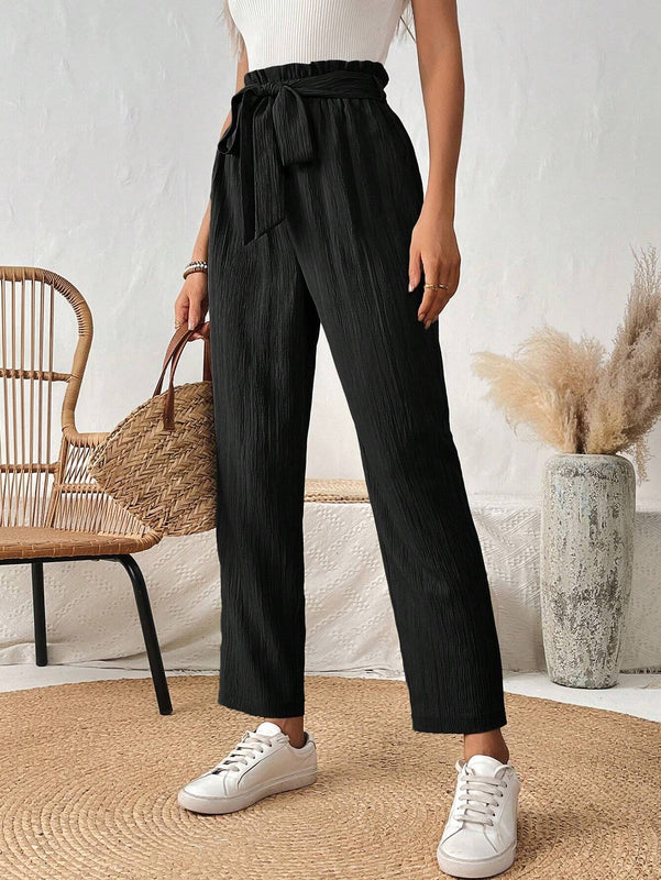 LUNE Pantalones solidos con corte conico para mujer, ideales para vacaciones y tiempo libre