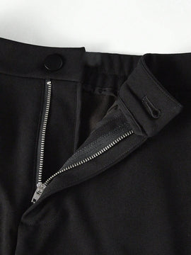 MOTF STUDIO Pantalones solidos de pierna acampanada con bolsillos inclinados y dobladillo dividido