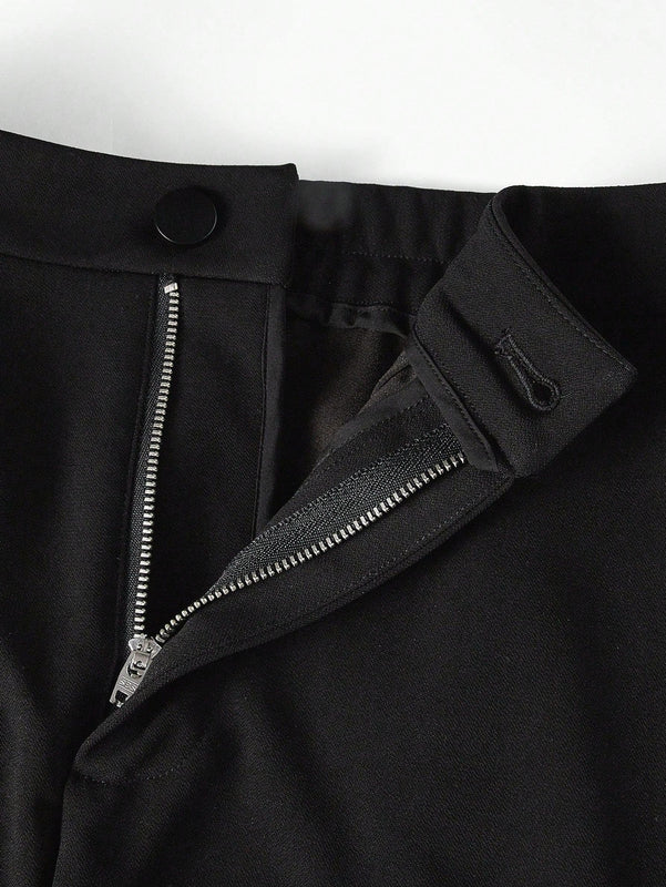 MOTF STUDIO Pantalones solidos de pierna acampanada con bolsillos inclinados y dobladillo dividido