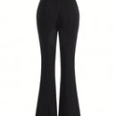 MOTF STUDIO Pantalones solidos de pierna acampanada con bolsillos inclinados y dobladillo dividido