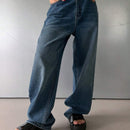 DAZY Pantalones Jeans informales de pierna ancha y ajuste holgado para mujer con bolsillos