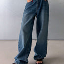 DAZY Pantalones Jeans informales de pierna ancha y ajuste holgado para mujer con bolsillos