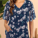 Blusas y tops de mujer de 3/4 manga para negocios, elegantes, camisas casuales de doble capa de malla para tunica