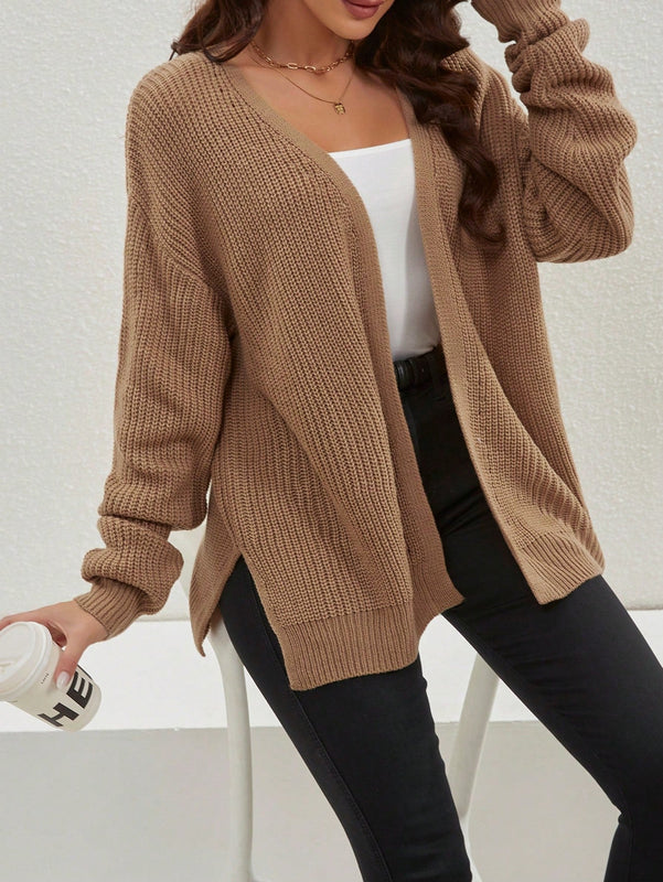 Cardigan holgado casual con abertura lateral y mangas tipo dolman, para primavera/otono