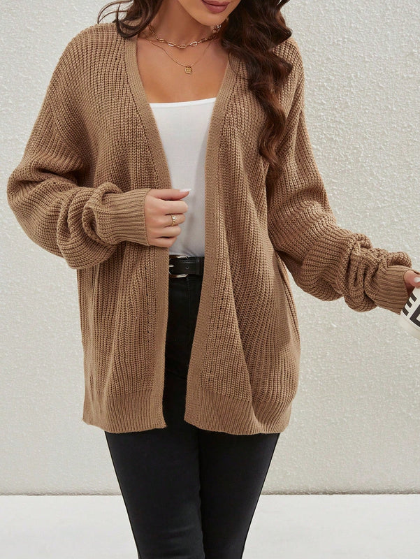 Cardigan holgado casual con abertura lateral y mangas tipo dolman, para primavera/otono