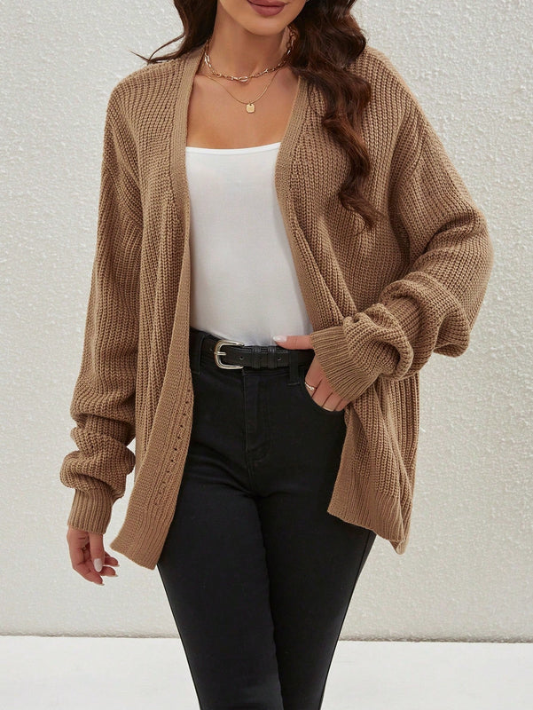Cardigan holgado casual con abertura lateral y mangas tipo dolman, para primavera/otono
