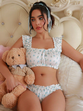 Conjunto de sosten impreso inalambrico para damas de 2 piezas