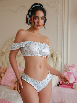 Conjunto de sosten impreso inalambrico para damas de 2 piezas