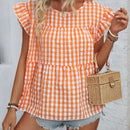 NEW  VCAY Camisa de manga corta con estampado de cuadros para vacaciones y tiempo libre