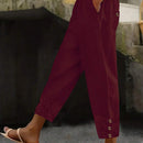 LUNE Pantalones largos con forma conica y unicolor para mujeres, ideales para el tiempo libre