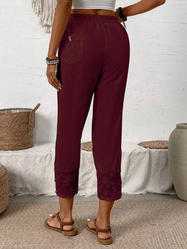 LUNE Pantalones largos con forma conica y unicolor para mujeres, ideales para el tiempo libre