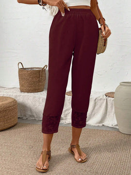 LUNE Pantalones largos con forma conica y unicolor para mujeres, ideales para el tiempo libre