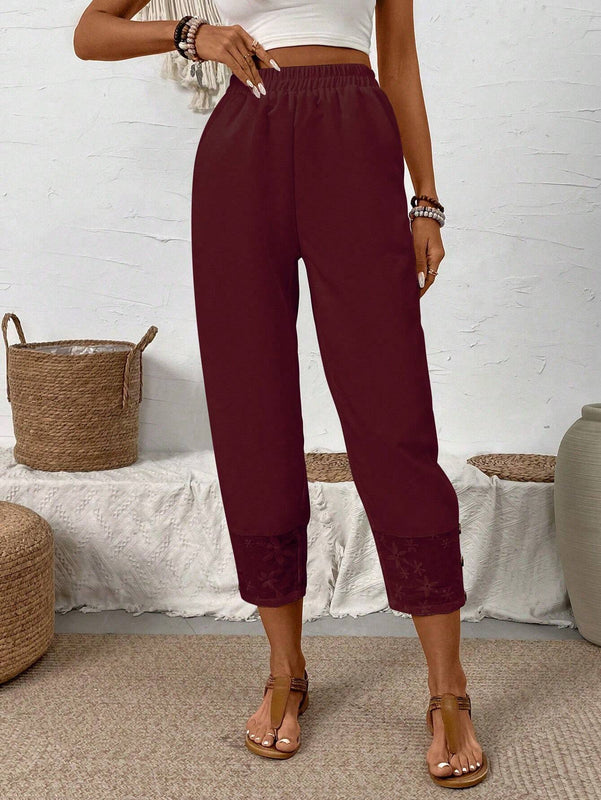 LUNE Pantalones largos con forma conica y unicolor para mujeres, ideales para el tiempo libre