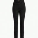 MOTF PREMIUM Pantalones ajustados de detalle de boton dorado solido para verano