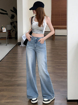 DAZY Jeans rectos casuales para mujer para uso diario