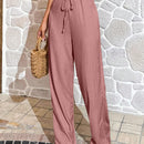 Pantalones largos sencillos de mujer de uso diario con cintura ajustable y unicolor