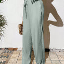 Pantalones largos sencillos de mujer de uso diario con cintura ajustable y unicolor