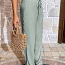 Pantalones largos sencillos de mujer de uso diario con cintura ajustable y unicolor
