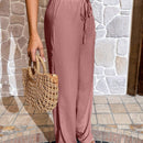 Pantalones largos sencillos de mujer de uso diario con cintura ajustable y unicolor