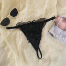 Tanga sexy con cadena caliente y con dibujos de mariposas transparentes para mujeres, ropa interior de cintura baja