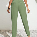 Frenchy pantalones acampanados con cintura alta, cinturon de amarre y dobladillo con volantes, de lino texturizado para damas