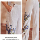 Motf premium pantalones de bolsillo inclinado con estampado floral y costura frontal