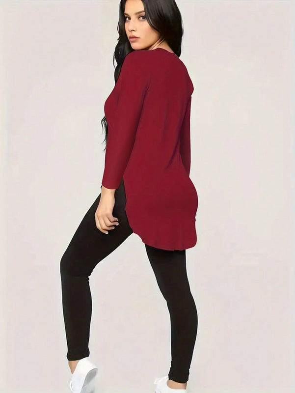Camiseta para mujer oversize ligera y transpirable con abertura lateral - parte superior casual de cuello redondo y manga corta para verano y primavera - estilo de a coo y ajustado