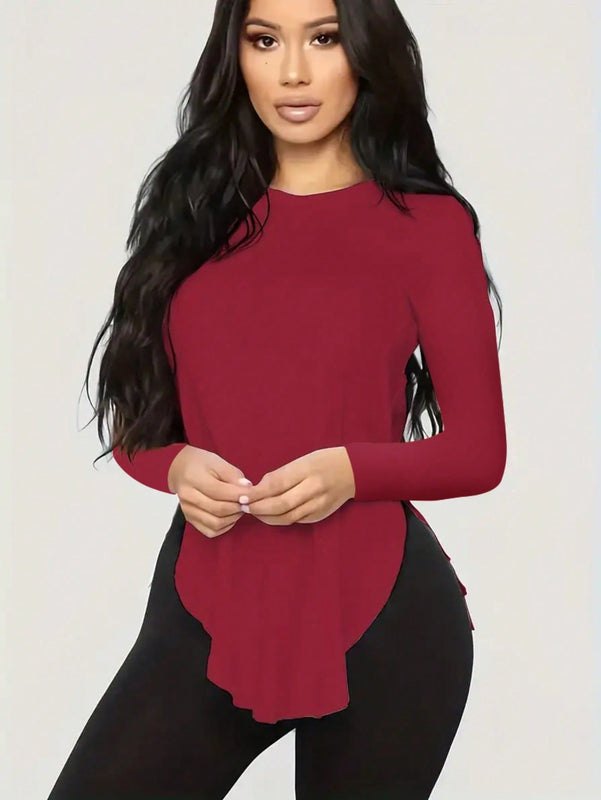 Camiseta para mujer oversize ligera y transpirable con abertura lateral - parte superior casual de cuello redondo y manga corta para verano y primavera - estilo de a coo y ajustado