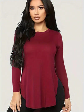 Camiseta para mujer oversize ligera y transpirable con abertura lateral - parte superior casual de cuello redondo y manga corta para verano y primavera - estilo de a coo y ajustado