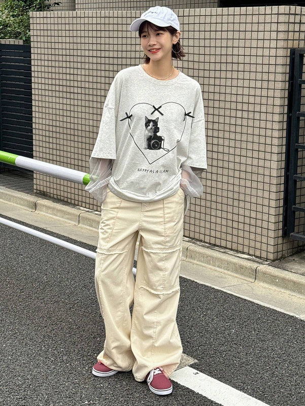 FRIFUL Pantalones de mezclilla casuales de ajuste holgado para mujeres con bolsillos y diseno de pierna ancha