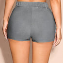 BAE Mini pantalones cortos de trabajo gris, ropa informal de verano, diseno versatil con bolsillos en 3D, estilo de trabajo, pantalones cortos para mujeres
