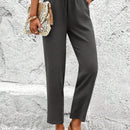 LUNE Pantalones de capri para mujer con cintura elastica, cordon y bolsillos