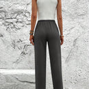LUNE Pantalones de capri para mujer con cintura elastica, cordon y bolsillos